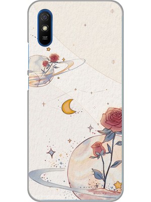 TechTree Redmi 9A Uyumlu Gezegen, Yıldız ve Gül Baskılı Silikon Kılıf