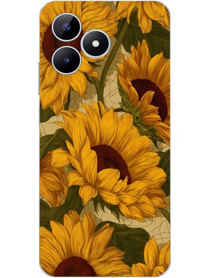 TechTree Realme Note 50 Uyumlu Altın Sarısı Ayçiçeği Bahçesi Baskılı Silikon Kılıf