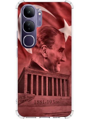 TechTree Vivo V40 Lite Uyumlu Atatürk Portresi ve Anıtkabir Baskılı Silikon Kılıf