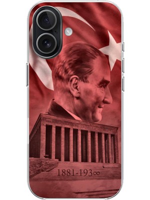 TechTree iPhone 17 Uyumlu Atatürk Portresi ve Anıtkabir Baskılı Silikon Kılıf