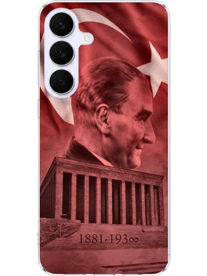 TechTree Samsung Galaxy S25 Fe Uyumlu Atatürk Portresi ve Anıtkabir Baskılı Silikon Kılıf