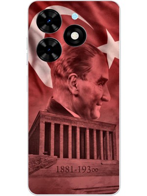 TechTree Tecno Spark 20-20C Uyumlu Atatürk Portresi ve Anıtkabir Baskılı Silikon Kılıf