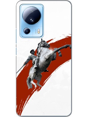 TechTree Xiaomi Mi 13 Lite Uyumlu Şaha Kalkmış At Detaylı Atatürk  Baskılı Silikon Kılıf