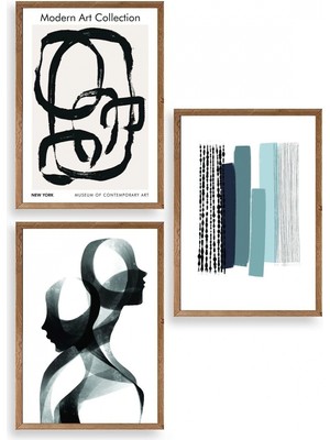 Marsilyan Modern Üçlü Ahşap Çerçeveli Tablo 50 x 70