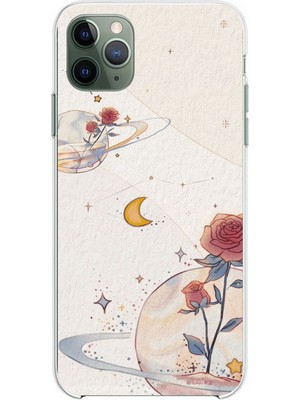 TechTree iPhone 11 Pro Max Uyumlu Gezegen, Yıldız ve Gül Baskılı Silikon Kılıf