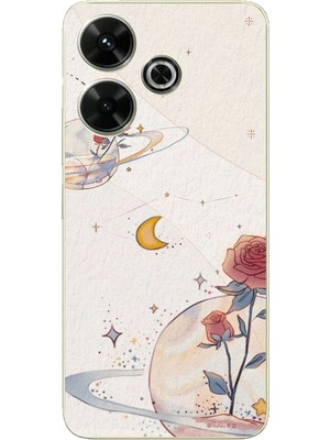 TechTree Redmi 13 Uyumlu Gezegen, Yıldız ve Gül Baskılı Silikon Kılıf