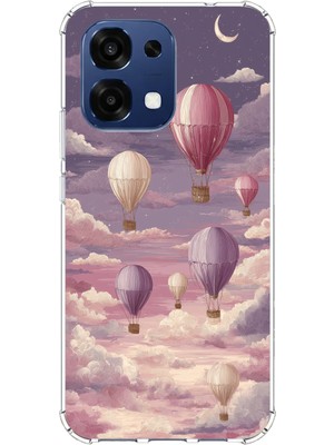 TechTree Oppo A6 Pro Uyumlu Mor Gökyüzü ve Uçan Balon Baskılı Silikon Kılıf