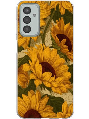 TechTree Samsung Galaxy M13-M23 Uyumlu Altın Sarısı Ayçiçeği Bahçesi Baskılı Silikon Kılıf
