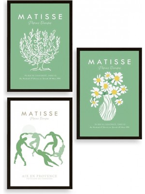 Marsilyan Matisse Üçlü Ahşap Çerçeveli Tablo 23 x 30