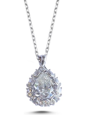 Necati Gün Pear Taşlı Sky Diamond Gümüş Kolye