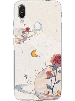 TechTree Redmi Note 7-7 Pro Uyumlu Gezegen, Yıldız ve Gül Baskılı Silikon Kılıf