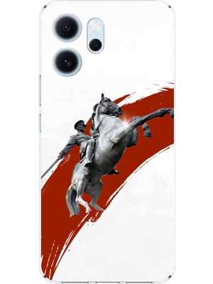 TechTree Oppo Reno 14F Uyumlu Şaha Kalkmış At Detaylı Atatürk  Baskılı Silikon Kılıf