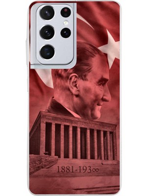 TechTree Samsung Galaxy S21 Ultra Uyumlu Atatürk Portresi ve Anıtkabir Baskılı Silikon Kılıf