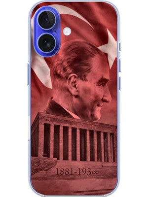 TechTree iPhone 16 Uyumlu Atatürk Portresi ve Anıtkabir Baskılı Silikon Kılıf