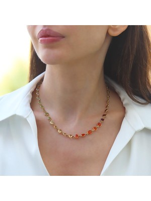 Necati Gün Turmalin Doğaltaşlı Gold Gümüş Kolye