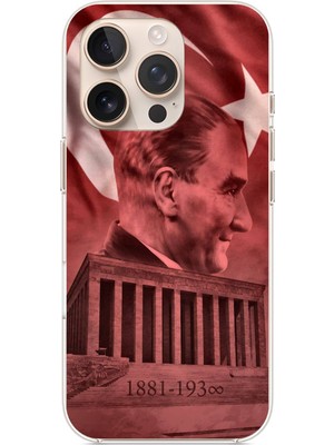 TechTree iPhone 16 Pro Max Uyumlu Atatürk Portresi ve Anıtkabir Baskılı Silikon Kılıf