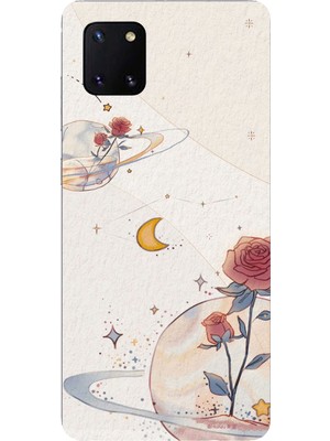TechTree Samsung Galaxy Note 10 Lite Uyumlu Gezegen, Yıldız ve Gül Baskılı Silikon Kılıf
