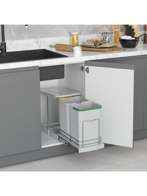 Özbience Teleskopik Raylı Plastik Gövde Çöp Kovası 24 Lt, Pratik ve Şık Tasarım