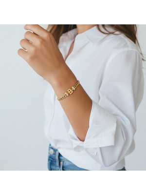 PIEDORA GOLD 14 Ayar B Harfi Altın Bileklik