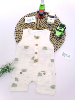 Carmin Baby Ayıcık Krem Şort Tulum 9 Ay