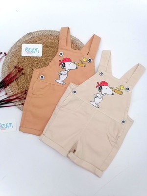 Genel Snopy Baskı Salopet Sütlü Kahve - 6-9 Ay