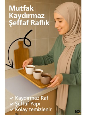 TE Dükkan Mutfak Dolabı Çekmece Kaydırmaz Raf Örtüsü Şeffaf, Suya Dayanıklı, Kesilebilir Pvc 45X300 cm