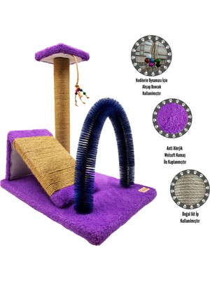 Feyza Design Kedi Tırmala, Rampası ve Fırçası 3'lü Set Hediye Paket