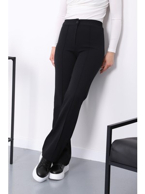 İmaj Butik Siyah Çimalı İspanyol Paça Pantolon