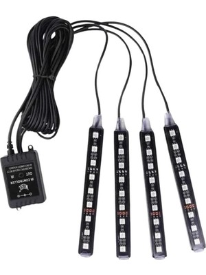 TE Dükkan Araç Içi Aydınlatma Kumandalı 12 LED Ayak Altı LED Ambiyans Işığı Sese Duyarlı Kumandalı