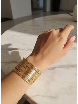 Toka Delisi Altın Kaplama El Yapımı Özel Tasarım Tel Kelepçe Bileklik