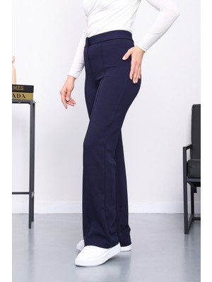 İmaj Butik Lacivert Çimalı İspanyol Paça Pantolon