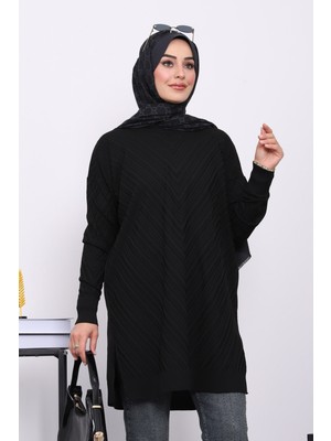 İmaj Butik Siyah Soğuk İplik Merserize Triko Tunik