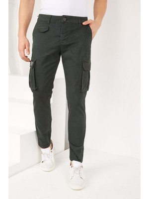 Koyu Yeşil Gabardin Kargo Pantolon