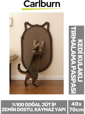 Feyza Design Doğal Jüt Ip Dekoratif Kedi Tırmalama Paspası 40X70CM, Kaymaz ve Zemin Dostu