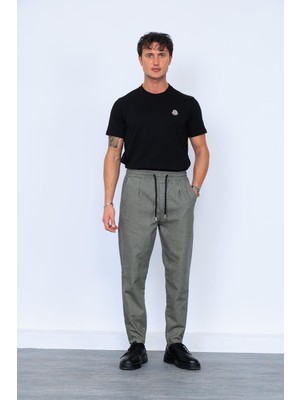 Haki Beli Lastikli Yünlü Jogger