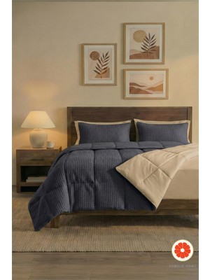 Pomelo Home %100 Pamuk Waffle Uyku Seti | Yorgan + 1 Yastık Kılıfı + Çarşaf | Çantalı Tek Kişilik