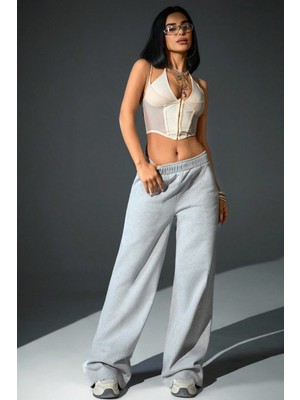 BSBSPOR Baggy Kışlık Lastikli Paça Rahat Günlük Eşofman Altı Jogger Gri / Siyah / Koyu Gri