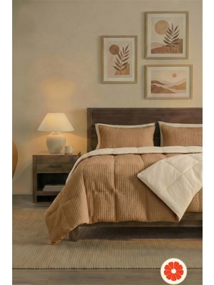 Pomelo Home %100 Pamuk Waffle Uyku Seti | Yorgan + 1 Yastık Kılıfı + Çarşaf | Çantalı Tek Kişilik