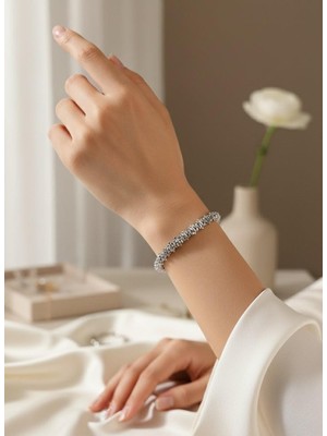 Toka Delisi Çıtı Pıtı Kesme Silver Kelepçe Bileklik