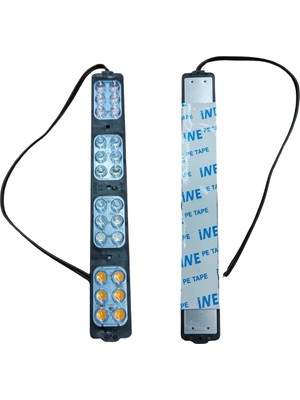 Powerr Led Aydınlatma 12 Volt 24 Watt 24 Ledli 203X26 mm 4 Renk Animasyonlu Kırmızı - Mavi-Amber-Beyaz Çakar Modül 5 Adet