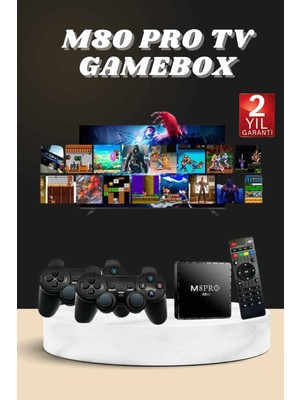 TE Dükkan Android Tv Box 2.4g 10K Ultra Hd 2gb Ram 64GB Hafıza 10000 Retro Oyunlu Konsol Game Stick M8 Pro