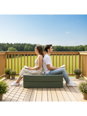 Dechome Yeny Modüler Puf 100X100 | Fitilli Kadife | 36 cm Yükseklik | Orta Sert Sünger | Yıkanabilir & Silinebilir Kılıf | Çökme Yapmaz | Roll Pack