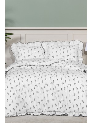 Elart Sonya Nevresim Seti Çift Kişilik Pamuklu Fırfırlı (200X220 Cm) Krem