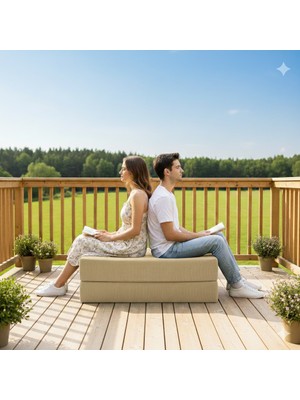 Dechome Yeny Modüler Puf 100X100 | Fitilli Kadife | 36 cm Yükseklik | Orta Sert Sünger | Yıkanabilir & Silinebilir Kılıf | Çökme Yapmaz | Roll Pack