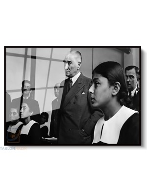 Tablonhazır Çerçeveli Yatay Cam Tablo Salon Duvar Tablosu Yatay Cam Ataturk Sinifta Ofis Tablosu