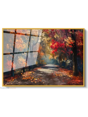Tablonhazır Çerçeveli Yatay Cam Tablo Salon Duvar Tablosu Yatay Cam Sonbaharmanzarasi2 Ofis Tablosu