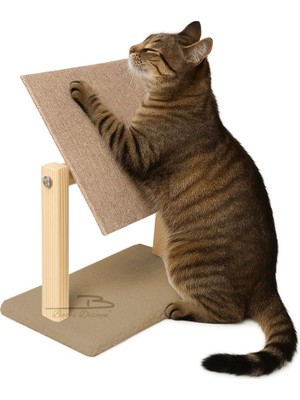 Feyza Design Portatif Ahşap Tırmalama Halısı, Hareketli Panel ve Peluşlu, 2 Renk