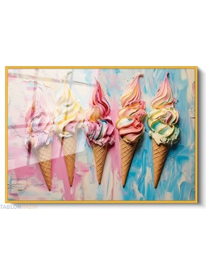 Tablonhazır Çerçeveli Yatay Cam Tablo Salon Duvar Tablosu Yatay Cam Renklidondurmalar Ofis Tablosu