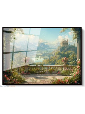 Tablonhazır Çerçeveli Yatay Cam Tablo Salon Duvar Tablosu Yatay Cam Balkon Manzarasi Ofis Tablosu