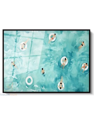 Tablonhazır Çerçeveli Yatay Cam Tablo Salon Duvar Tablosu Yatay Cam Soyutyuzenınsanlar Ofis Tablosu